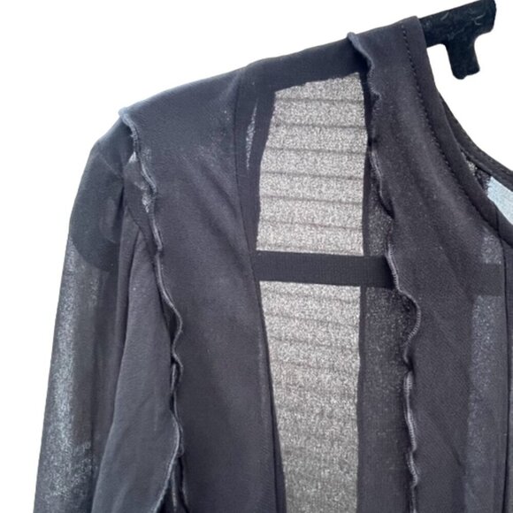 ZARA NWOT Chiffon Ruffled Black Mini Dress Long Sleeve Round Neck Size Medium - Picture 4 of 14